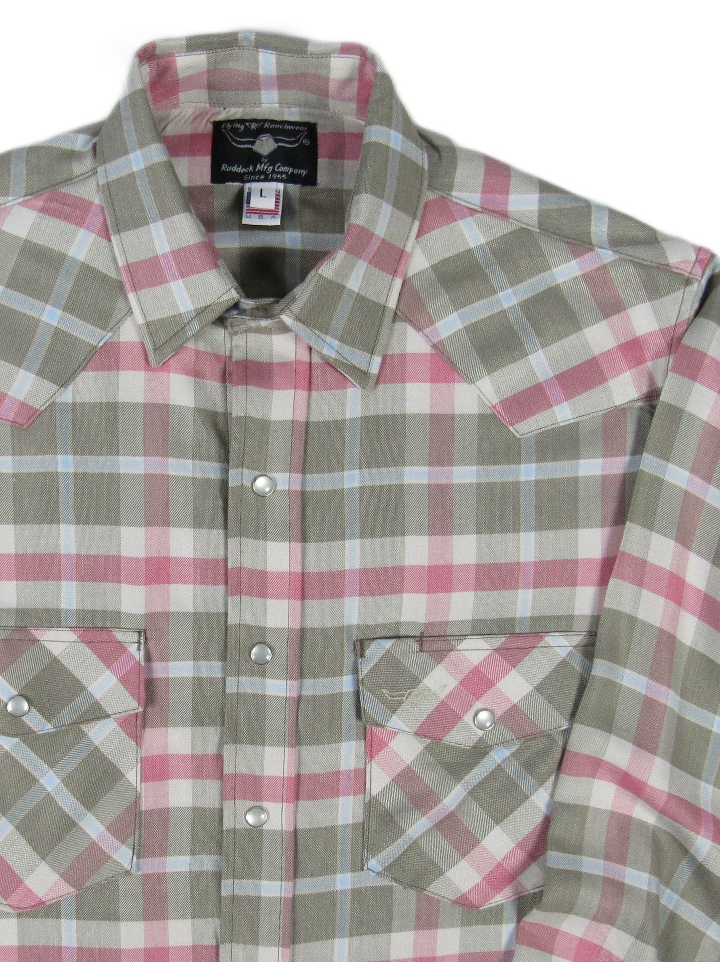 Flying R Ranchwear - Primo Plaids - Olive/Salmon - Long Sleeve