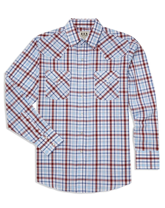 Ely Cattleman Long Sleeve Heritage Plaid Pearl Snap Shirt