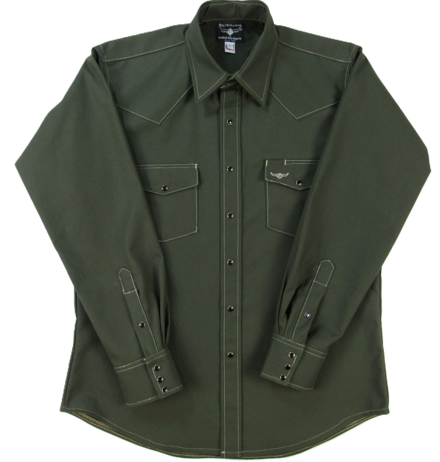 Flying R Ranchwear - Rigid Canvas Chore Shirt - Hunter Green - Long Sleeve - Snaps