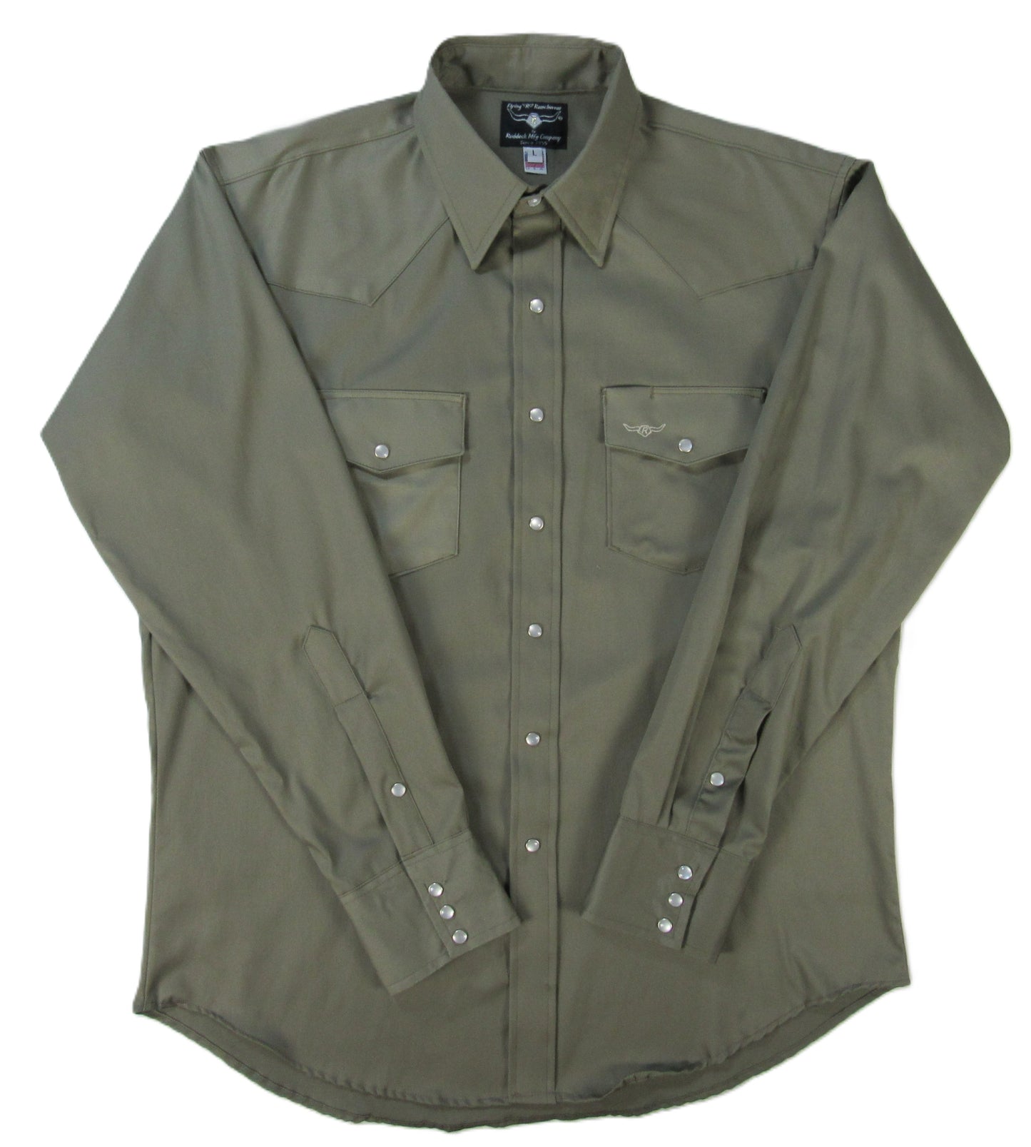 Flying R Ranchwear - Prairie Twill Solid - Safari Green - Long Sleeve - Snaps - Classic Fit