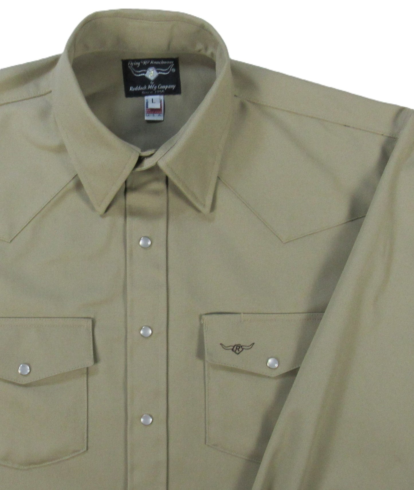 Flying R Ranchwear - Prairie Twill Solid - Khaki - Long Sleeve - Snaps - Classic Fit
