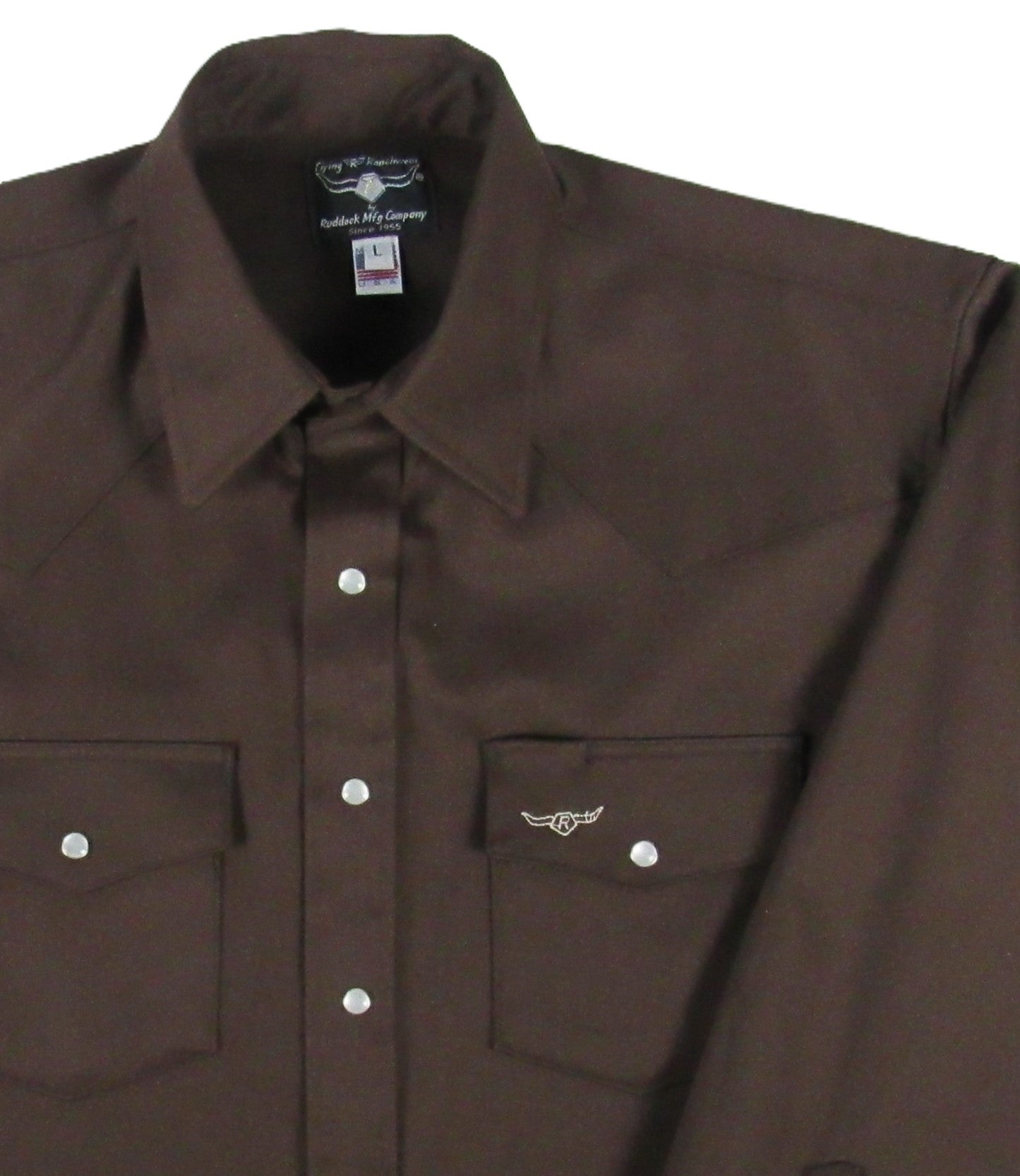 Flying R Ranchwear - Prairie Twill Solid - Chocolate Brown - Long Sleeve - Snaps - Classic Fit