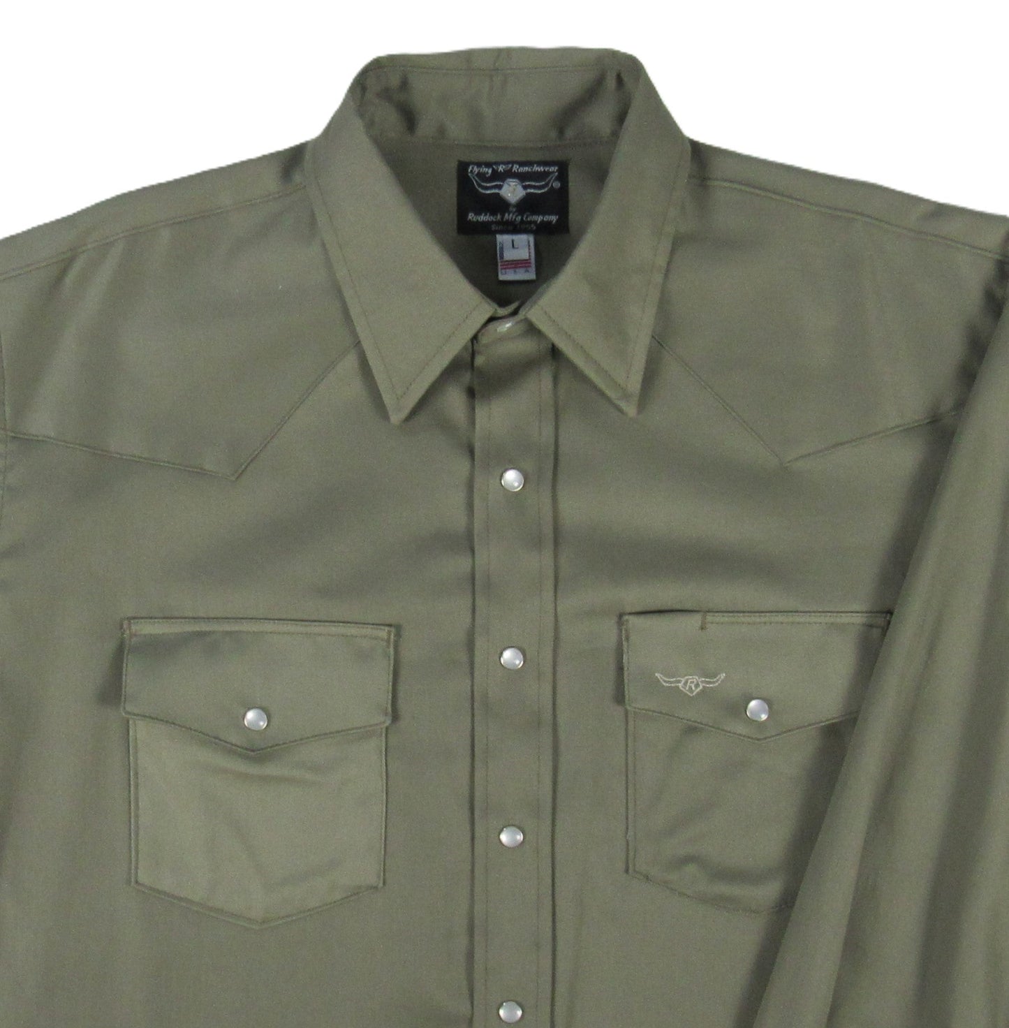 Flying R Ranchwear - Prairie Twill Solid - Safari Green - Long Sleeve - Snaps - Classic Fit
