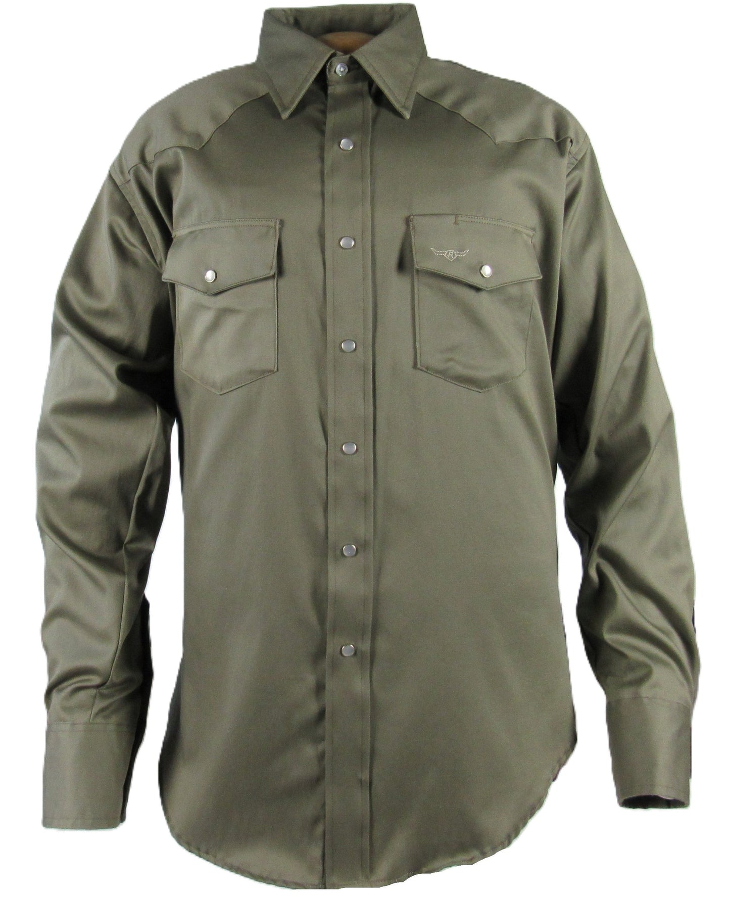 Flying R Ranchwear - Prairie Twill Solid - Safari Green - Long Sleeve - Snaps - Classic Fit