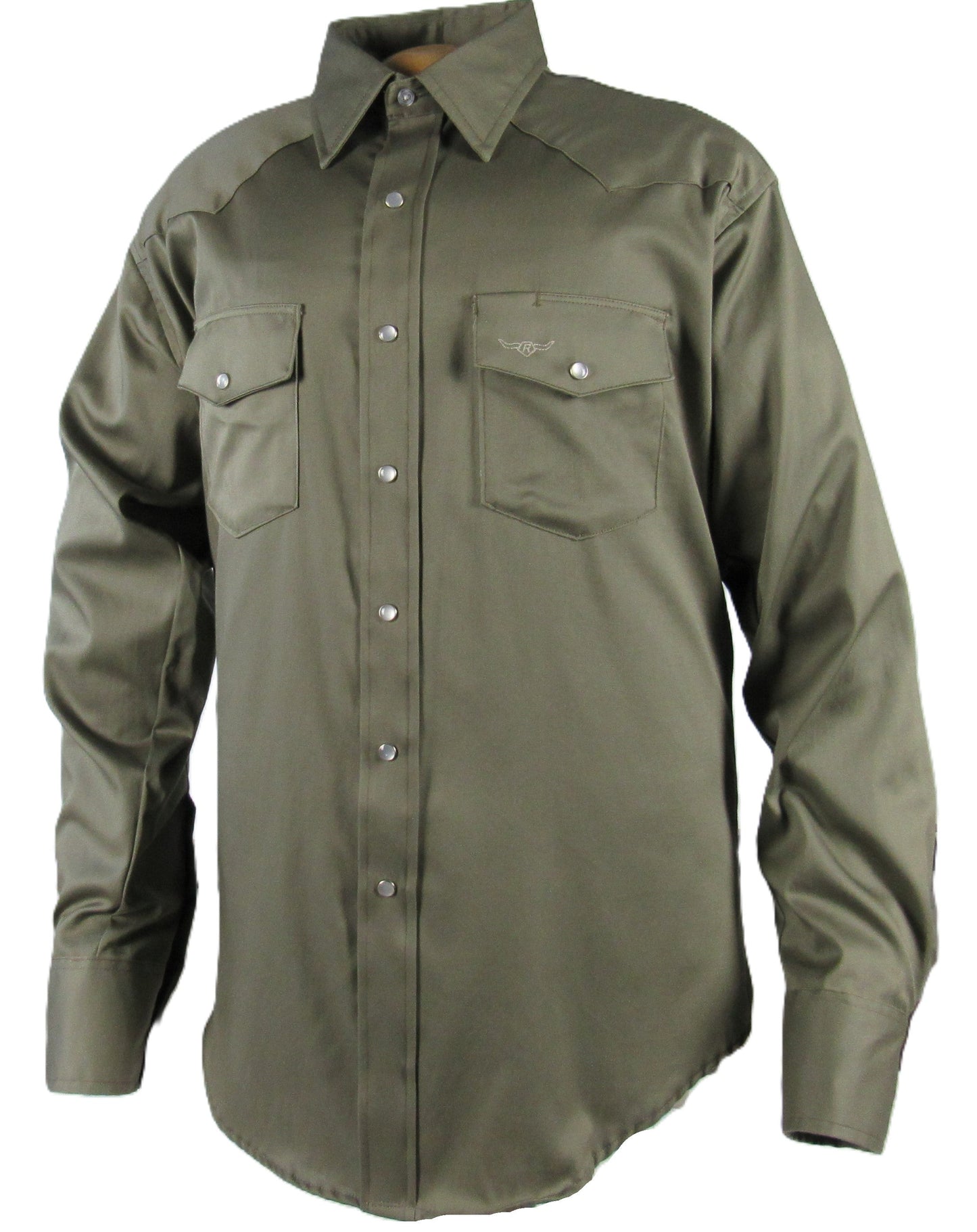 Flying R Ranchwear - Prairie Twill Solid - Safari Green - Long Sleeve - Snaps - Classic Fit