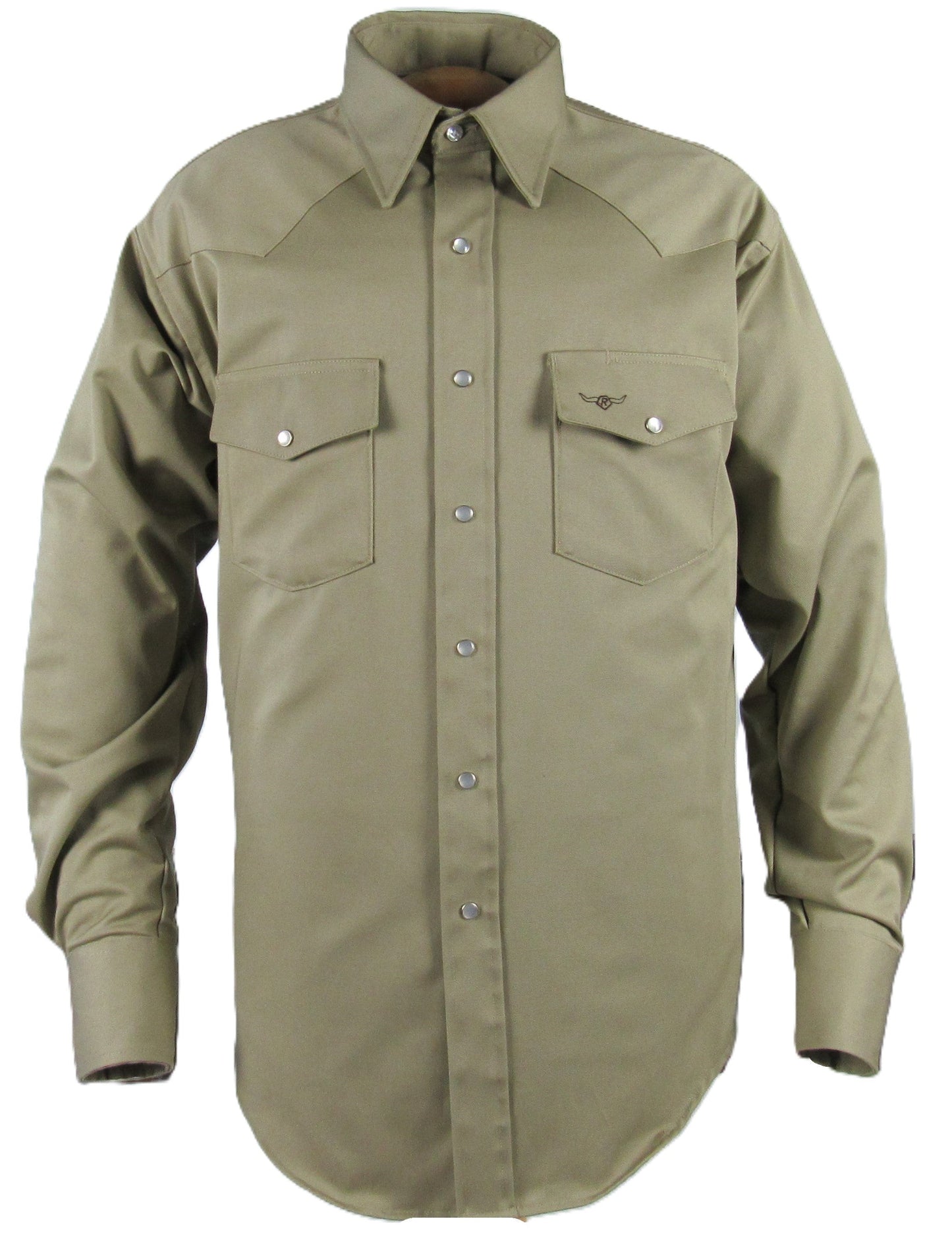 Flying R Ranchwear - Prairie Twill Solid - Khaki - Long Sleeve - Snaps - Classic Fit