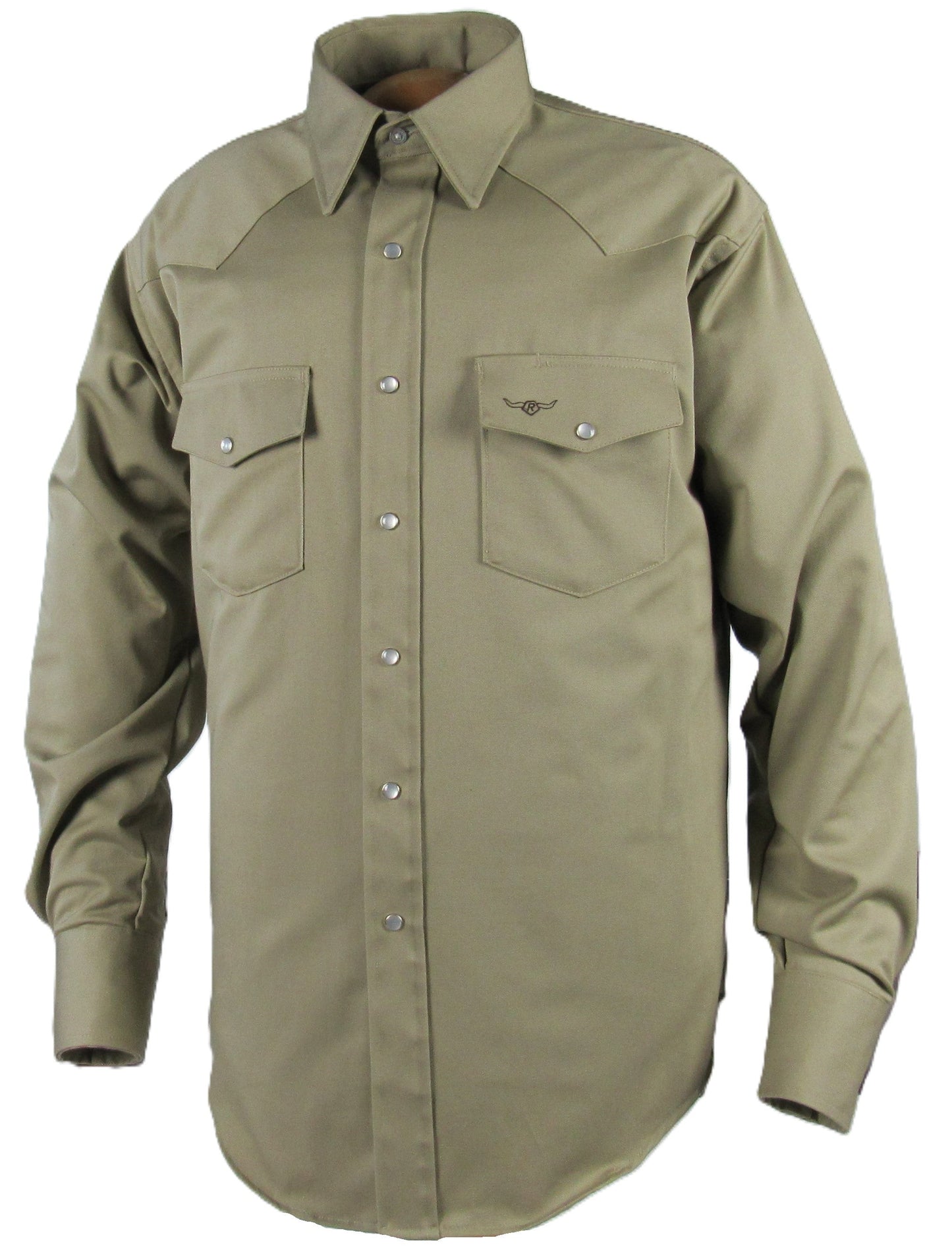Flying R Ranchwear - Prairie Twill Solid - Khaki - Long Sleeve - Snaps - Classic Fit