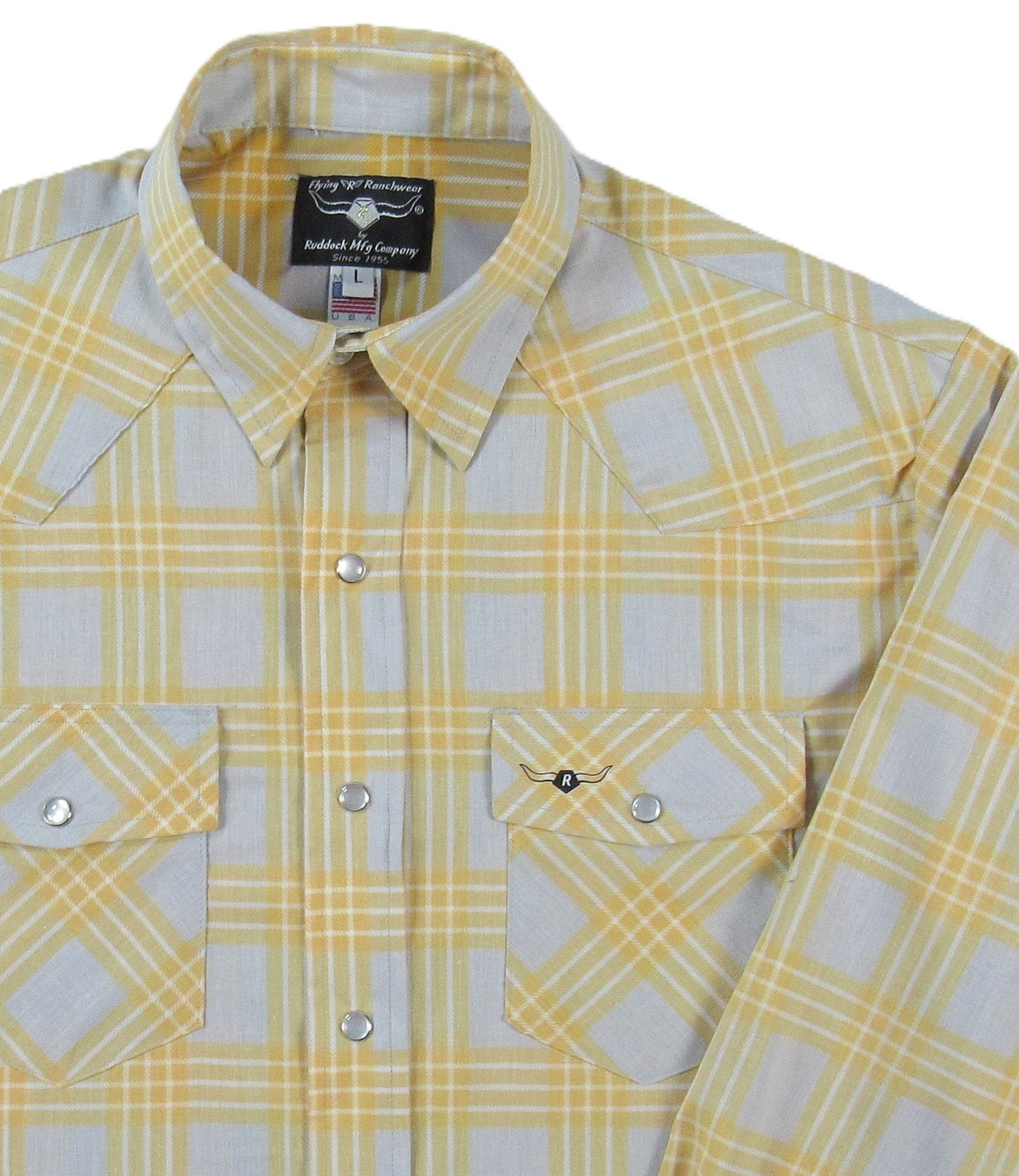 Flying R Ranchwear - Feather Plaids - Gray & Yellow - Long Sleeve - NEW FIT