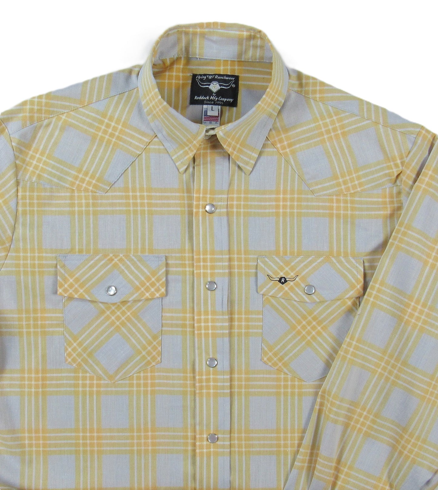 Flying R Ranchwear - Feather Plaids - Gray & Yellow - Long Sleeve - NEW FIT