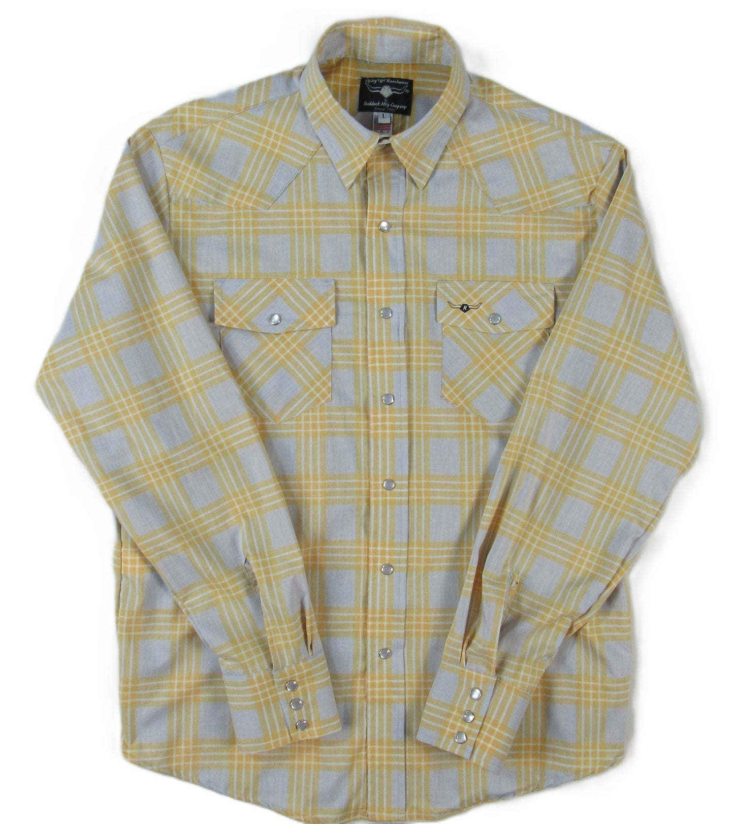 Flying R Ranchwear - Feather Plaids - Gray & Yellow - Long Sleeve - NEW FIT
