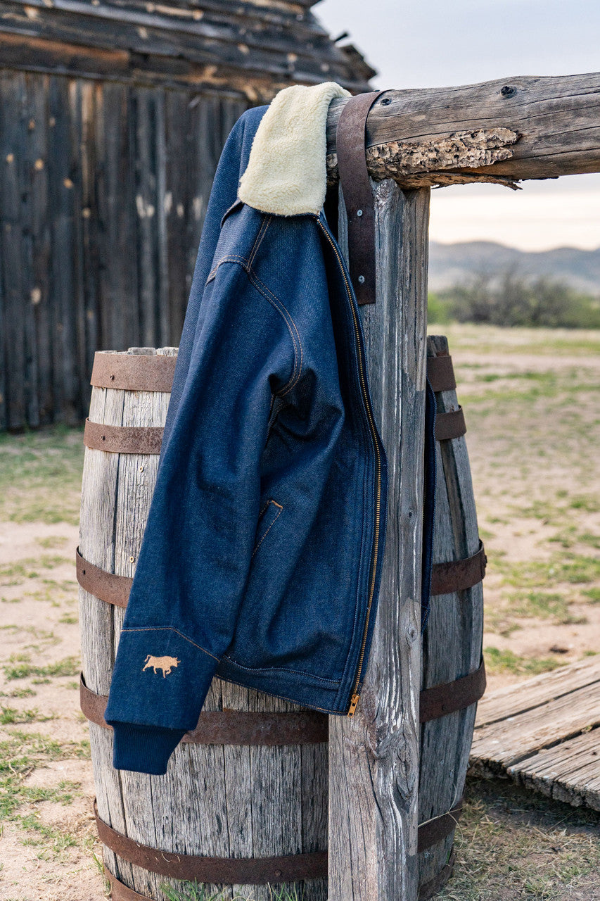 Branded Denim Lined Zip Front Denim Jacket