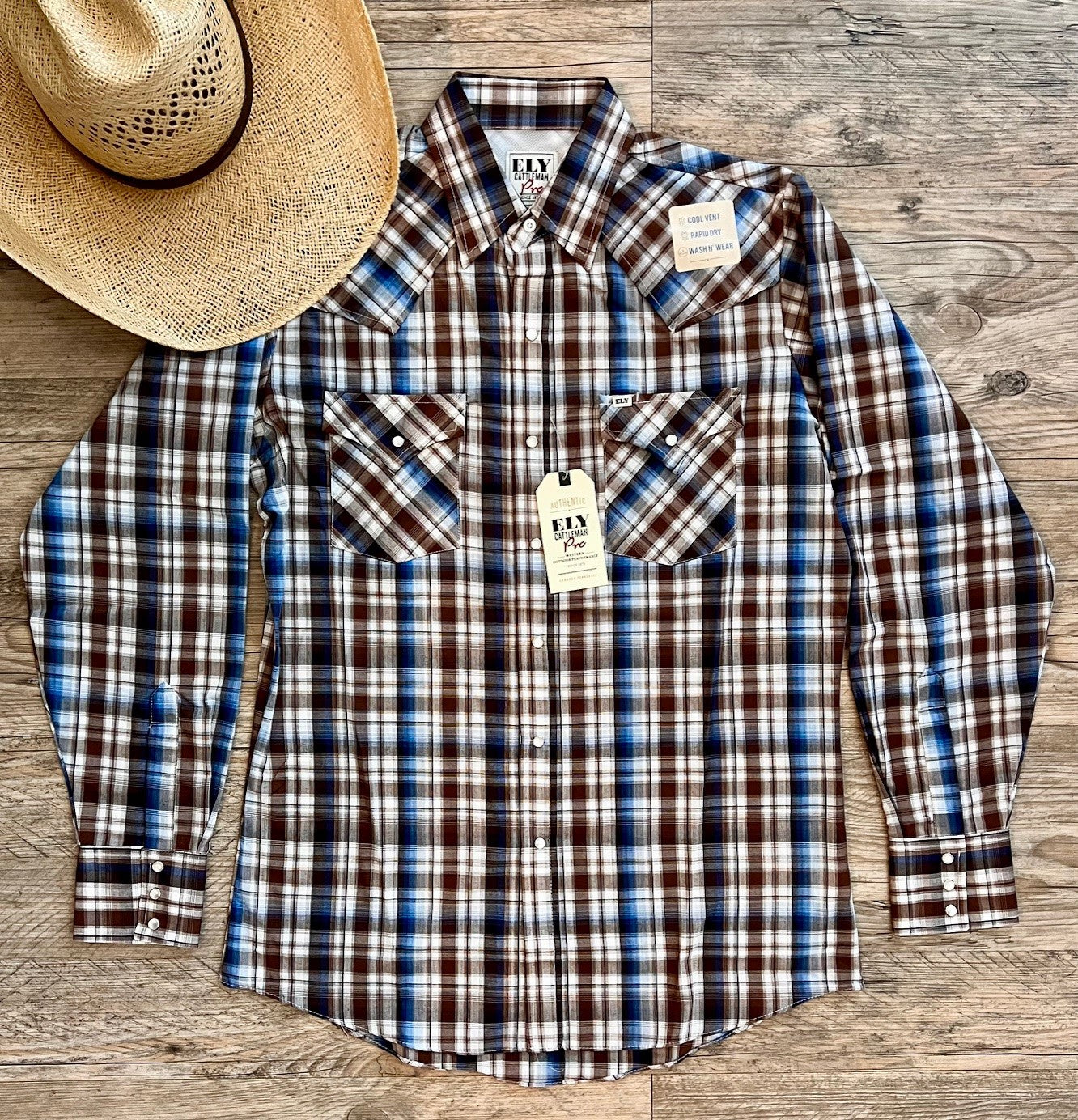 Ely Cattleman Pro Vented Plaid Shirt