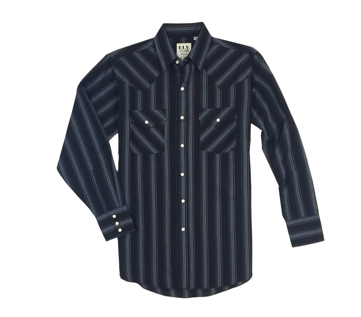 Ely Cattleman Assorted Stripe Pearl Snap Long Sleeve Shirts