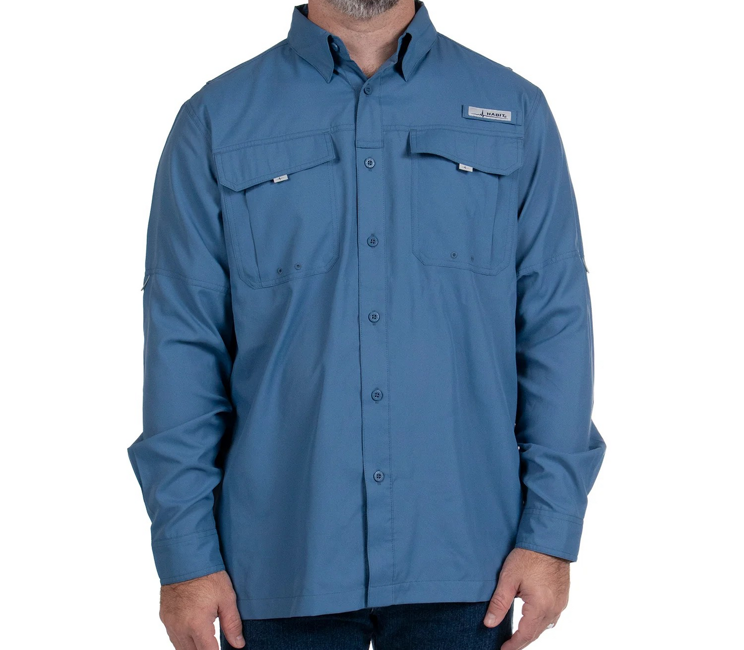 Midnight Blue Habit Outdoors Long Sleeve Button Up Shirt
