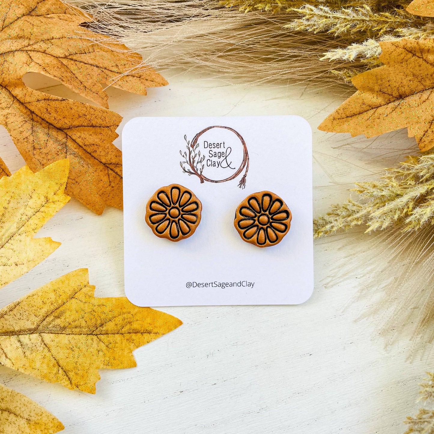 Mini Bronze Concho Earring Studs